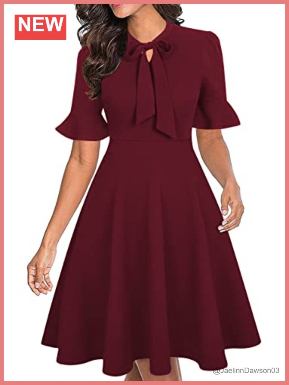Women Floral Ruffle Sleeve Wear to Work Party Dress